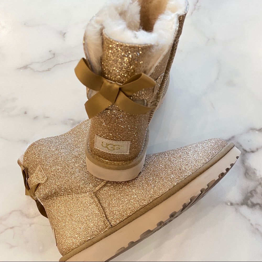 UGG Mini Bailey Bow II Sparkle Glitter Ankle Boot - Picture 6 of 15